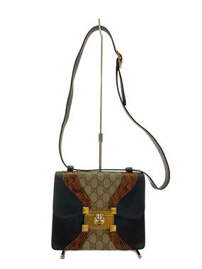 Gucci iris GG Supreme Shoulder Bag Tiger Head Leather Black All over